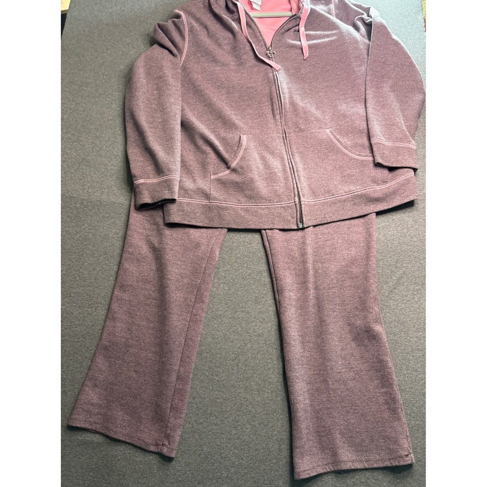 Active Women Plus Size 18/20W Mauve Pink Zip Hoodie and Pants Tracksuit Set